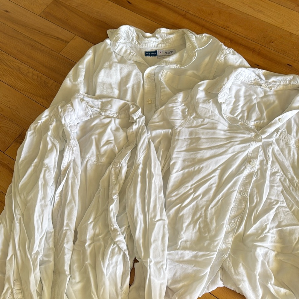 3 white button ups